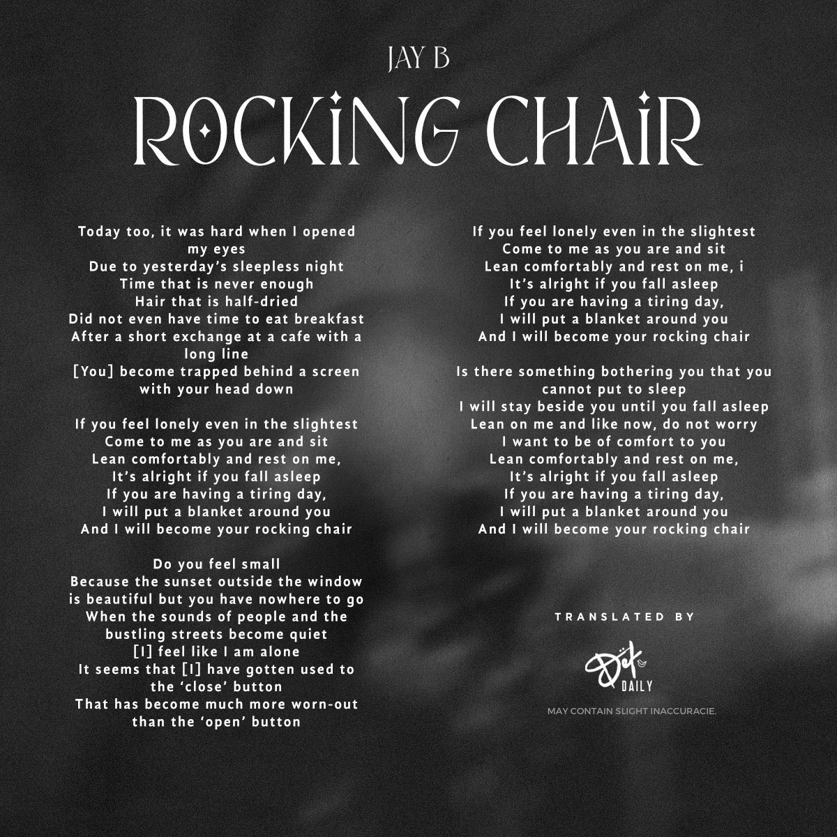 for Def./JAY B¨ on Twitter "[LYRICS] 흔들의자 (Rocking chair) *To be
