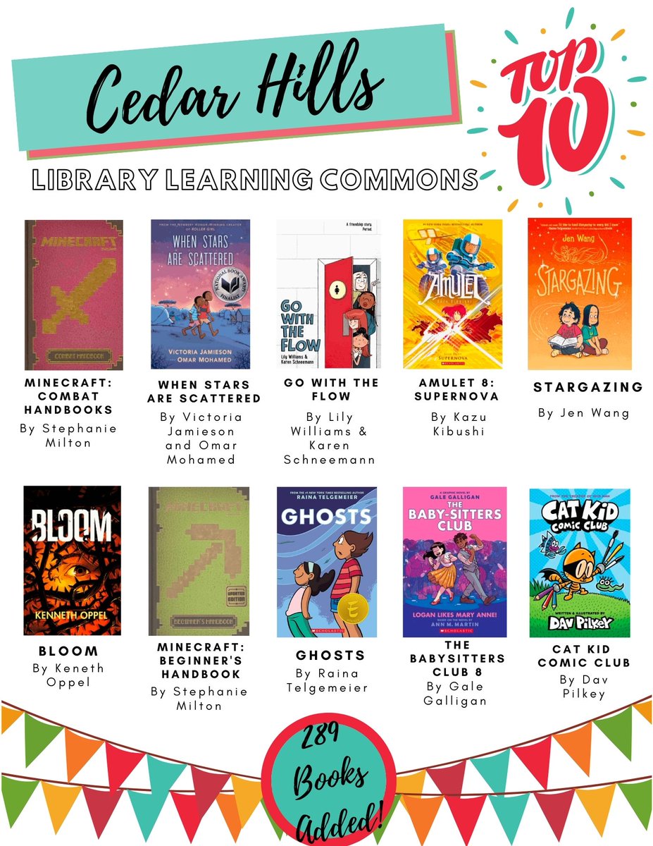 Well, as we're busy collecting books for the year, these are the Top 10 at @ElementaryCedar this year! Is one of your favs here? #sd36tl #sd36learn @MrCOskam @PatrickWNTaylor @cmcclean96 @alapointe_ @sd36perry @ZeenatChagani