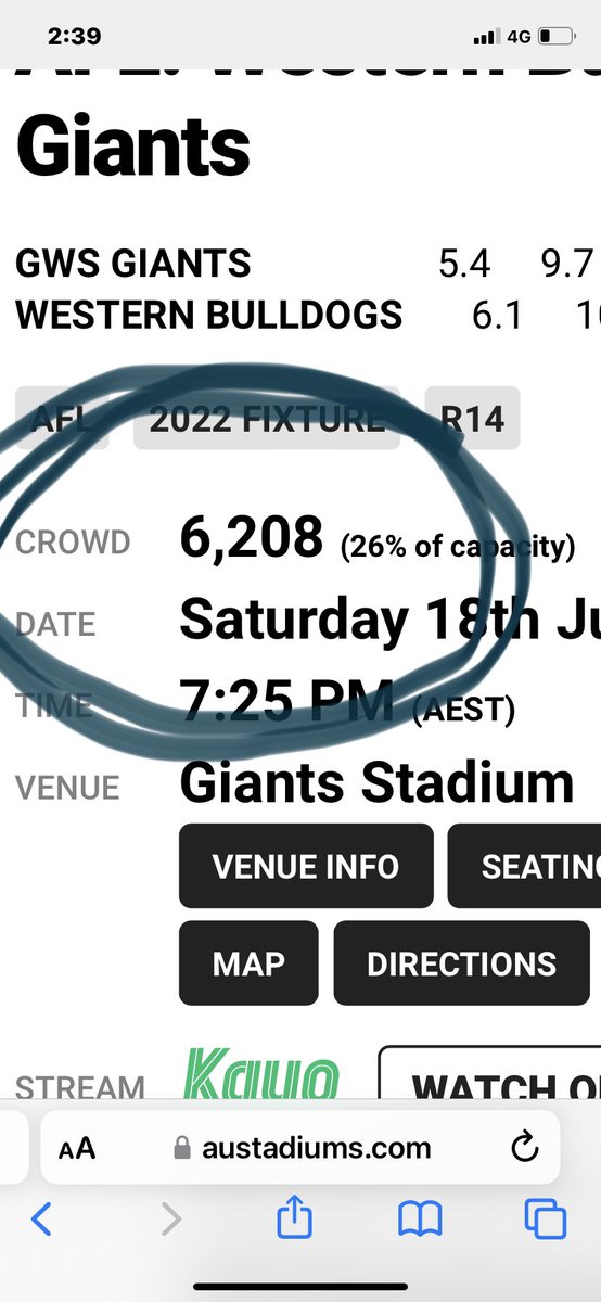 It was a great game to watch on TV last night… where’s the pile on for crowds like this? Saturday night prime time and apparently two fierce rivals? I cannot even begin to imagine what shite would come media circles if <a href="/NMFCOfficial/">North Melbourne FC</a> had 6,000!!