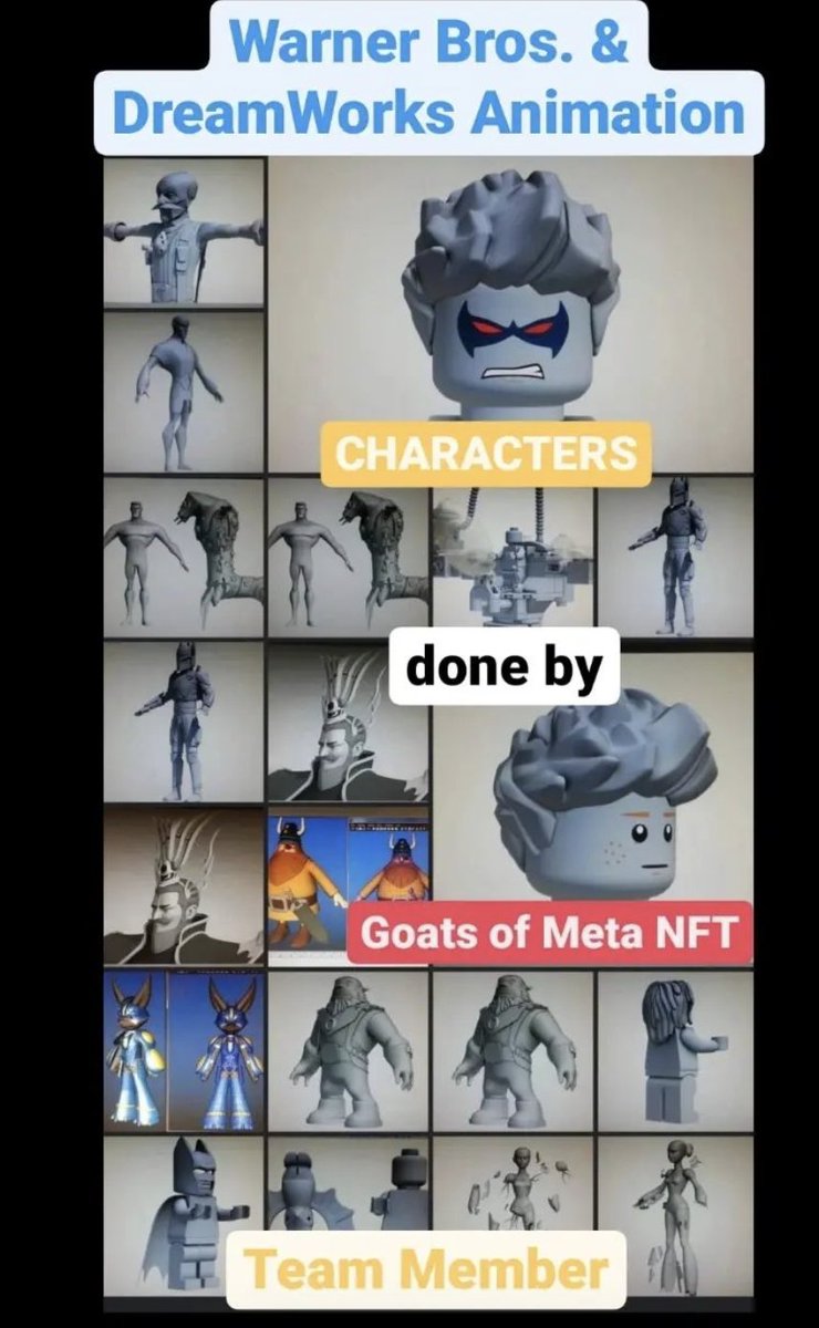 goatsofmeta's tweet image. Sneak-peek at the TEAM TALENT on board with Goats of Meta 🐐 Some inspiration from our 3D artist's work for Warner Bros. and DreamWorks Animation
3D Goats👀🎯

@nftworldsNFT @Minecraft #MetaverseNFT #OpenSeaNTF #WarnerBros #DisneyPlus #NFTCommunity #SnoopDogg #garyvee
