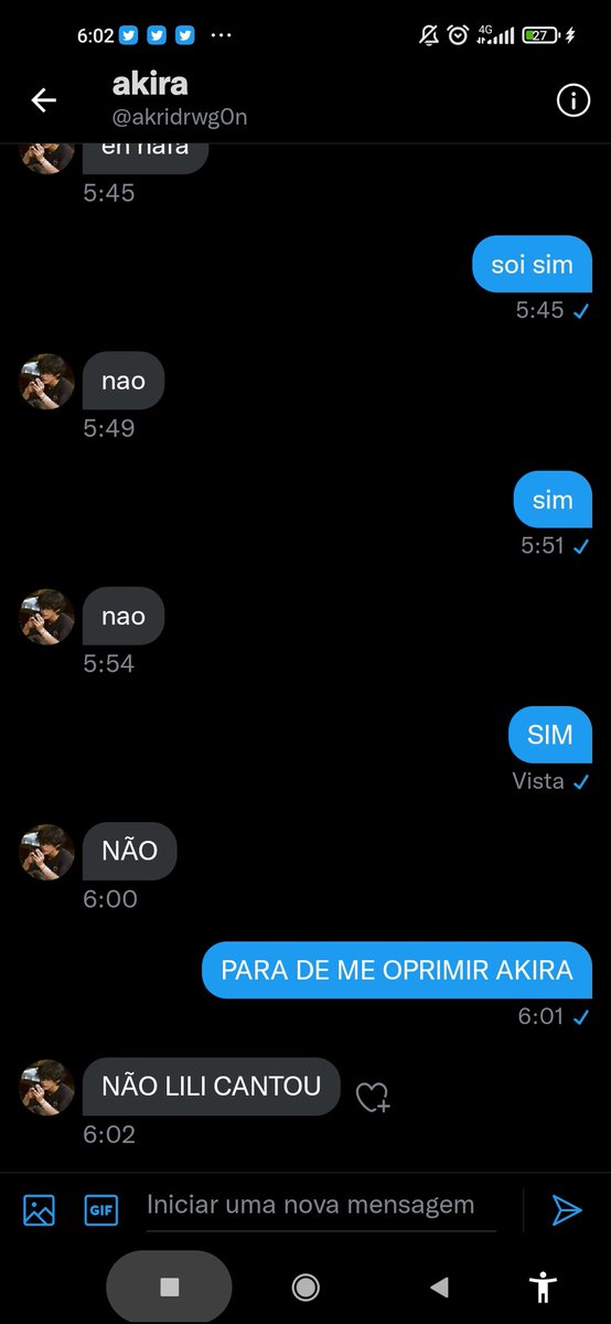 vou rifar o akira, fala q me ama e uns min dps me oprime, me maltrata, me bate, me xinga .