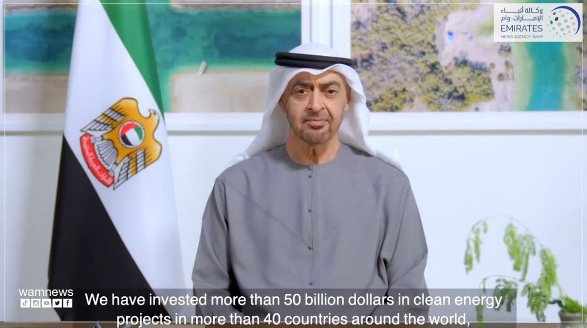 mariammalmheiri's tweet image. إن إعلان صاحب السمو الشيخ محمد بن زايد آل نهيان خلال كلمة سموه في منتدى الاقتصادات الرئيسية بشأن الطاقة وتغير المناخ عن استثمارات في مشاريع الطاقة النظيفة بقيمة 50 مليار دولار خلال العقد المقبل يأتي استكمالاً للمسيرة التاريخية والمتميزة لدولة الإمارات في مواجهة التغير المناخي.