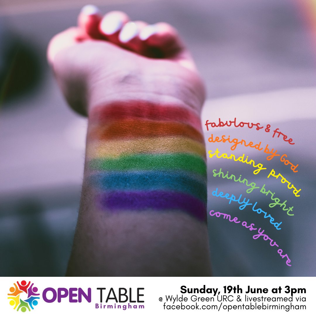 OpenTableBrum's tweet image. Join us today at 3pm Wylde Green URC or on FB Live @opentablebirmingham for our monthly gathering.  All are welcome! #comeasyouare @NewChurchBrum @wgurc @opentablelgbt @inclusivechurch #FaithfullyLGBT