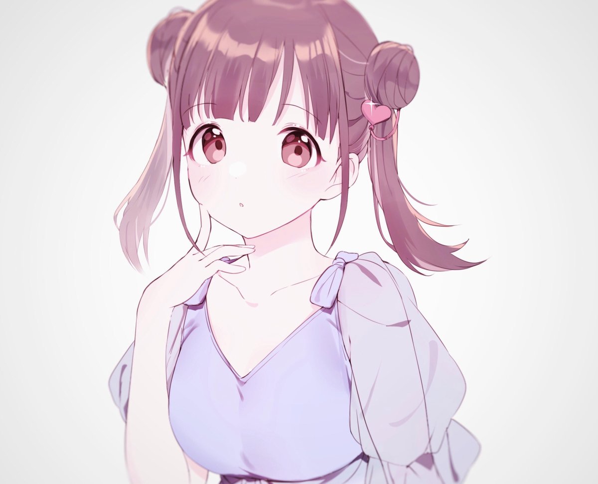 sonoda chiyoko 1girl solo double bun hair bun twintails brown hair looking at viewer  illustration images