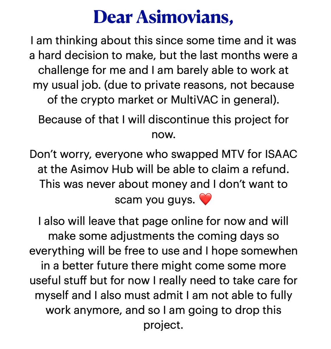 Asimov Hub (MultiVAC) tweet media