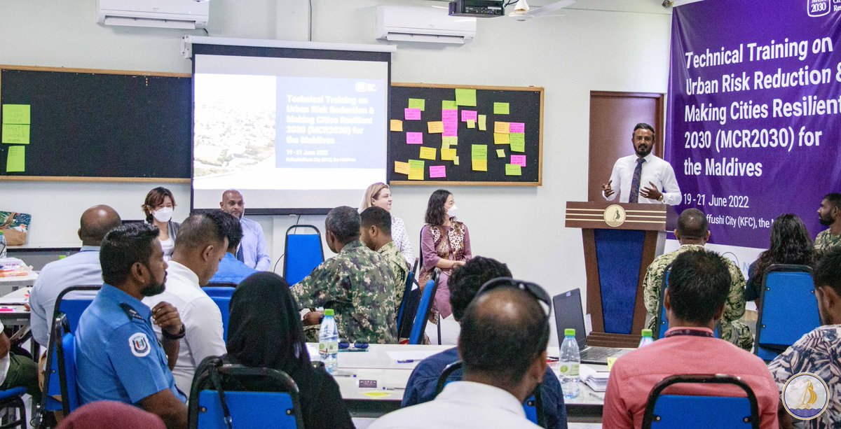 kcitycouncil's tweet photo. @UNMaldives Resident Coordinator H.E. @HaswellUN and @NDMAmv Chief Executive Hisan Hassan along with Kulhudhuffushi City’s Mayor @ArthifKFCity attended and delivered opening remarks at the opening ceremony of MCR2030.

@UNDRR https://t.co/VBFCbt6zVW
