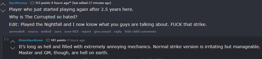 DattosDestiny's tweet photo. elitist datto here: if this is the top level stuff on reddit, i never want to hear "why is there no raid matchmaking" or "why does bungie not introduce mechanics in master/GMs" EVER again. good night. https://t.co/lBGOQIFunN
