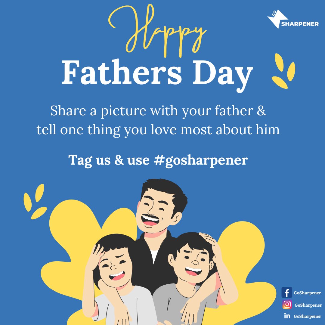 GoSharpener's tweet photo. Happy Father's Day !!!
This Father's Day celebrate with GoSharpener &
Share a picture with your father & tell one thing you love most about him.
Entries are open now!!
Tag us and Use #ProMotivator & #GoSharpener https://t.co/5vUjwEbl1g