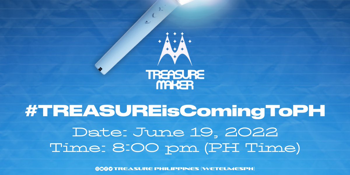 [💎#TREASUREMAKER_NOTICE💎]

Teu-Ha! GEAR UP! THE RACE IS ABOUT TO START AS TREASURE IS READY TO JIKJIN TO PHILIPPINES 🇵🇭

We encourage you to join Filo Teumes Space later. Announcements for concert will be the agenda.

📅June 19 (SUN)
⌚8PM (PH Time)

#TREASURE @treasuremembers