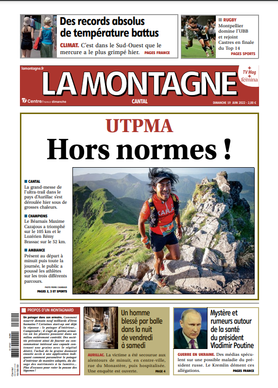 lamontagne_15's tweet photo. A la Une de notre édition #Cantal de ce dimanche, revivez l'#UTPMA comme si vous y étiez. https://t.co/n5nlISqiF2