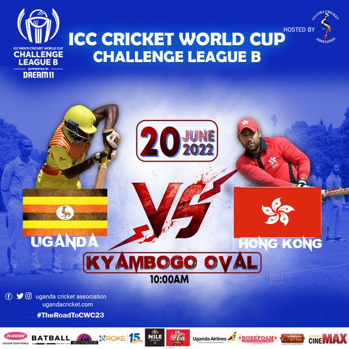 Uganda will take on second placed Kong Kong tomorrow at Kyambogo cricket oval, come be the 12th player for the cricket cranes.
#TheRoadToCWC23 #CricketCranesInColour