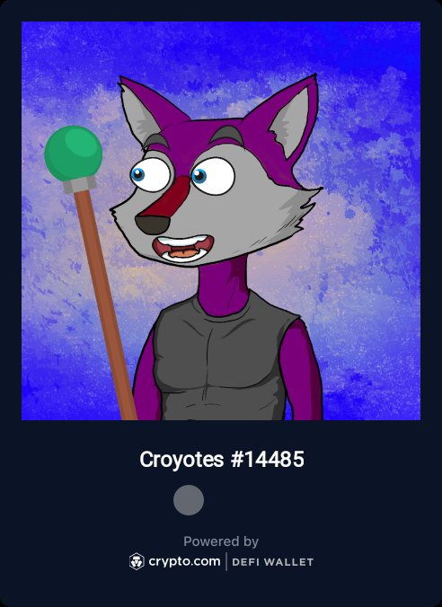 leo47711's tweet photo. Thanks @TentaklesXxx for the free #croyote. These guys at bacc are constantly giving away valuable nft's! This 1 is going strainght into the staking pool π i cant wait for the LP farms π. #bacc @BaccFinance https://t.co/N4ytDvmbig