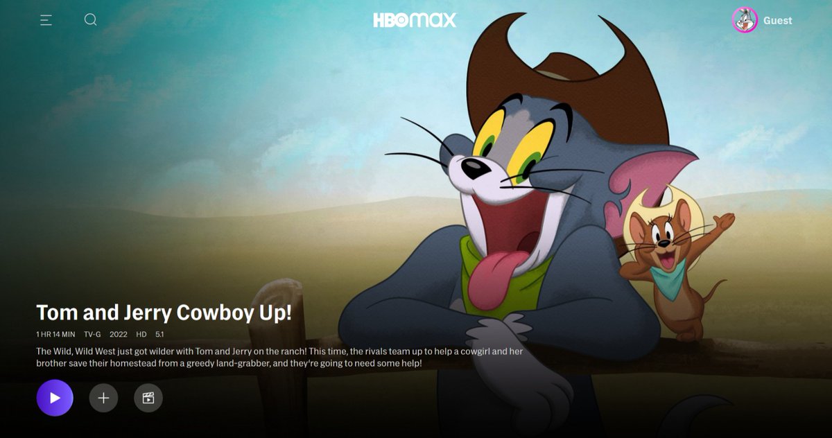 Animation on HBO Max Twitterren: ""TOM AND JERRY: COWBOY UP" is now streaming on HBO https://t.co/AQCvjPGqZm" / Twitter