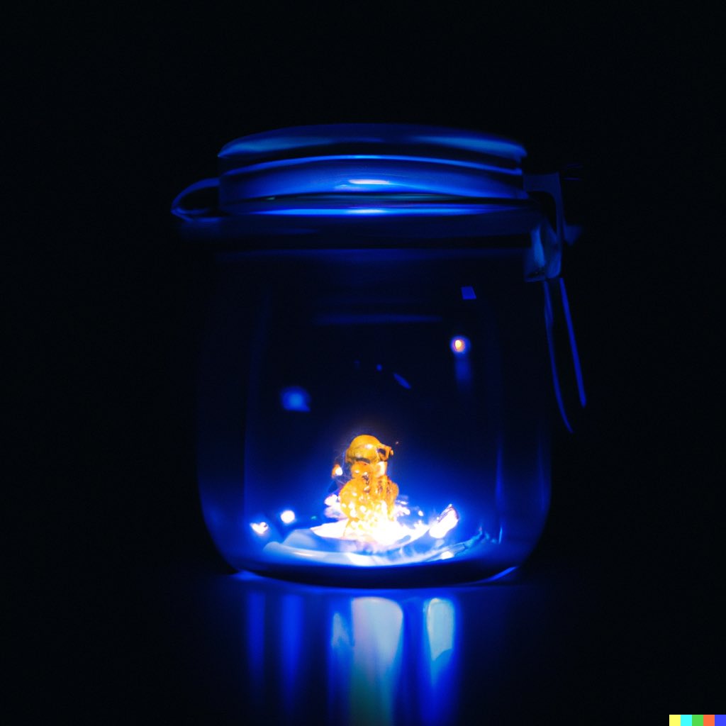 “God of lighting inside a glass jar, photographic.” #dalle2 #AI