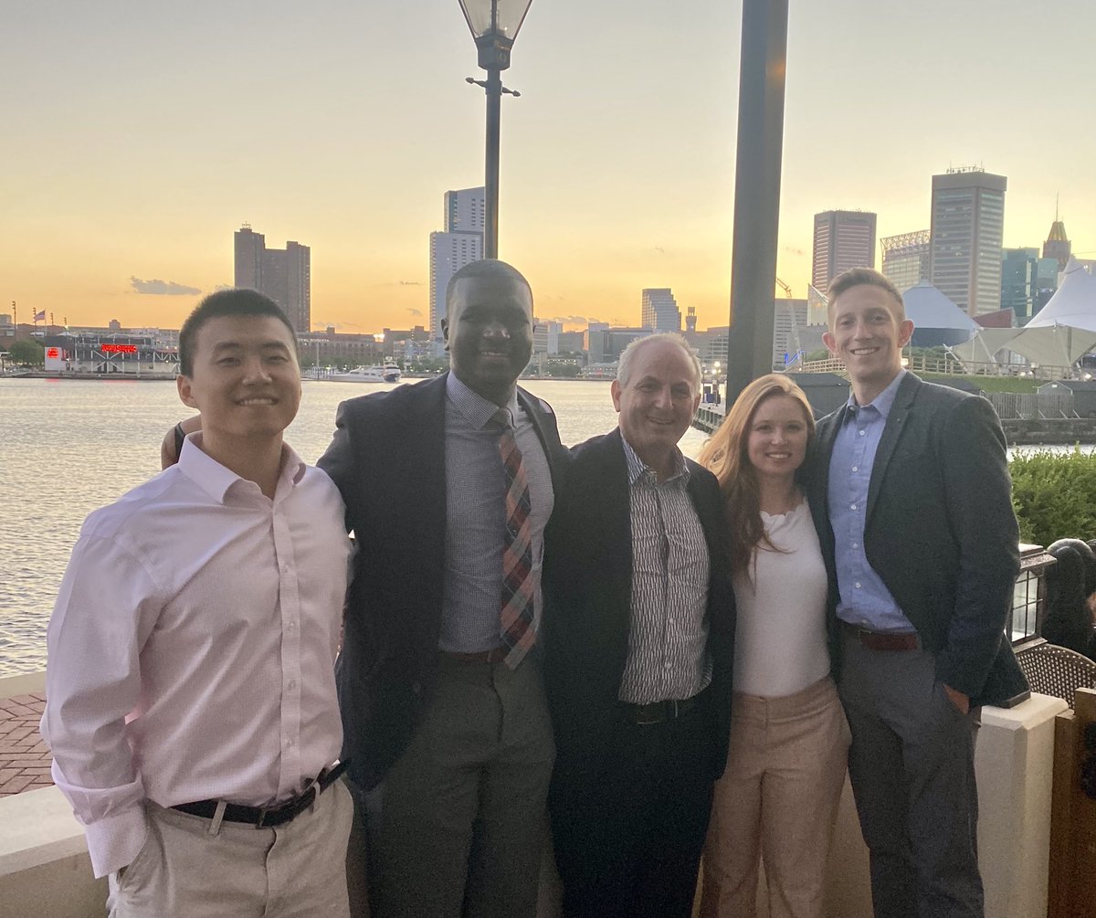 Congratulations to the new ⁦@HopkinsOrtho⁩ grads - Kawsu Barry, Allie  Dunham, Greg Mawn, and Bo Zhang. Thank you ⁦@BillLevineMD⁩ for being the  most incredible graduation visiting professor ever!