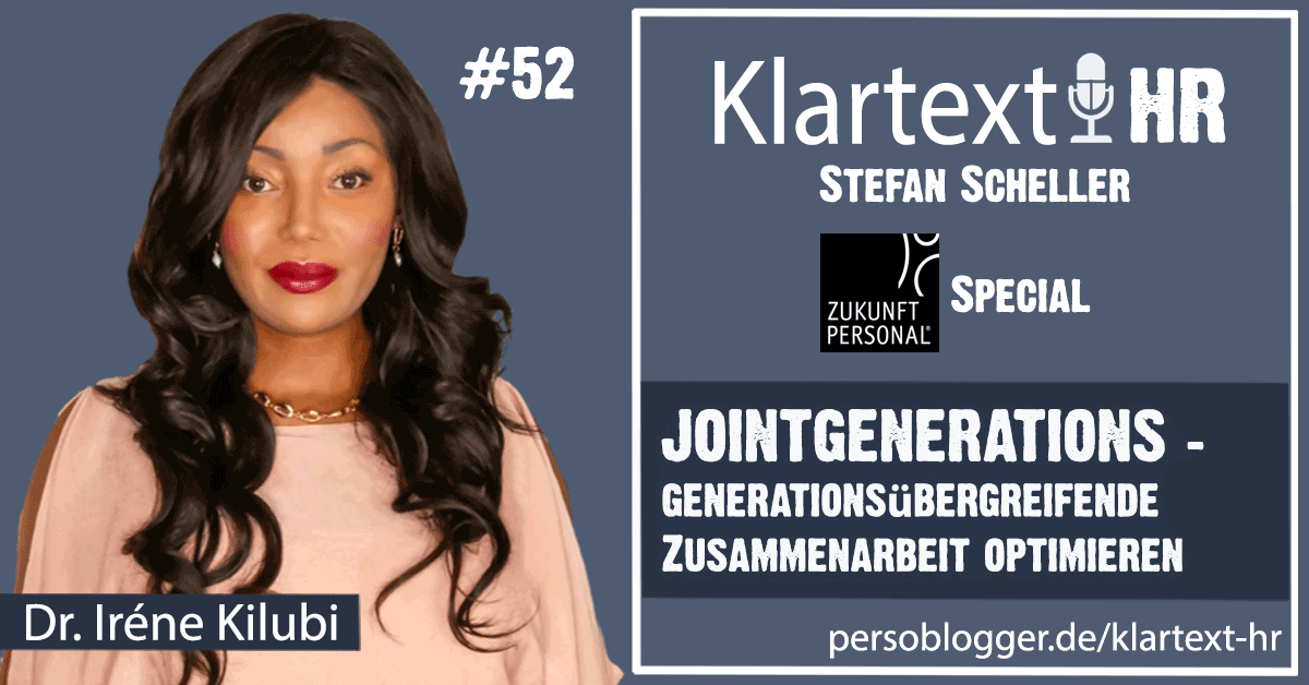 Persoblogger's tweet photo. In der #Podcast-Folge 52 von #KlartextHR spreche ich mit Dr. @IreneKilubi, Bestseller-Autorin, über “#JOINTGENERATIONS – generationsübergreifende Zusammenarbeit optimieren“. Warum #HR jetzt gefordert ist und was Personaler:innen tun sollten.
#Diversity
🎧 https://t.co/Q2GfQcmV4X https://t.co/Nf39MEyRbi