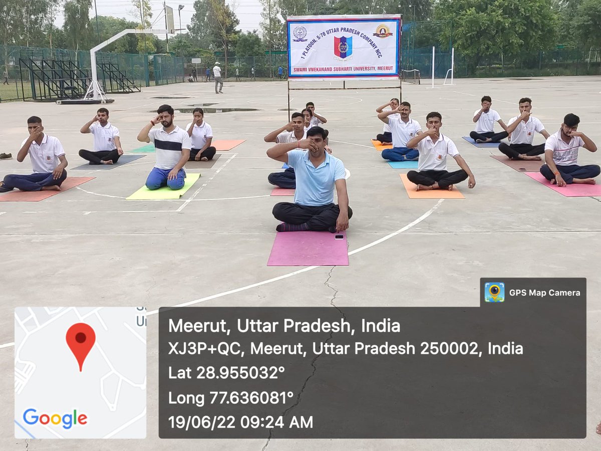ArmyVivek2's tweet photo. "Exploring the nature of body and mind simultaneously is #Yoga" 
In the wake of International yoga day celebration, ANO and NCC cadets of @subhartiofficia 70 UP Bn Meerut practicing various asanas of yoga all round the nation. @HQ_DG_NCC
@Shalya_rohit
@DrSandeepChau10 
#IDY22 https://t.co/dh3vzBMl8T