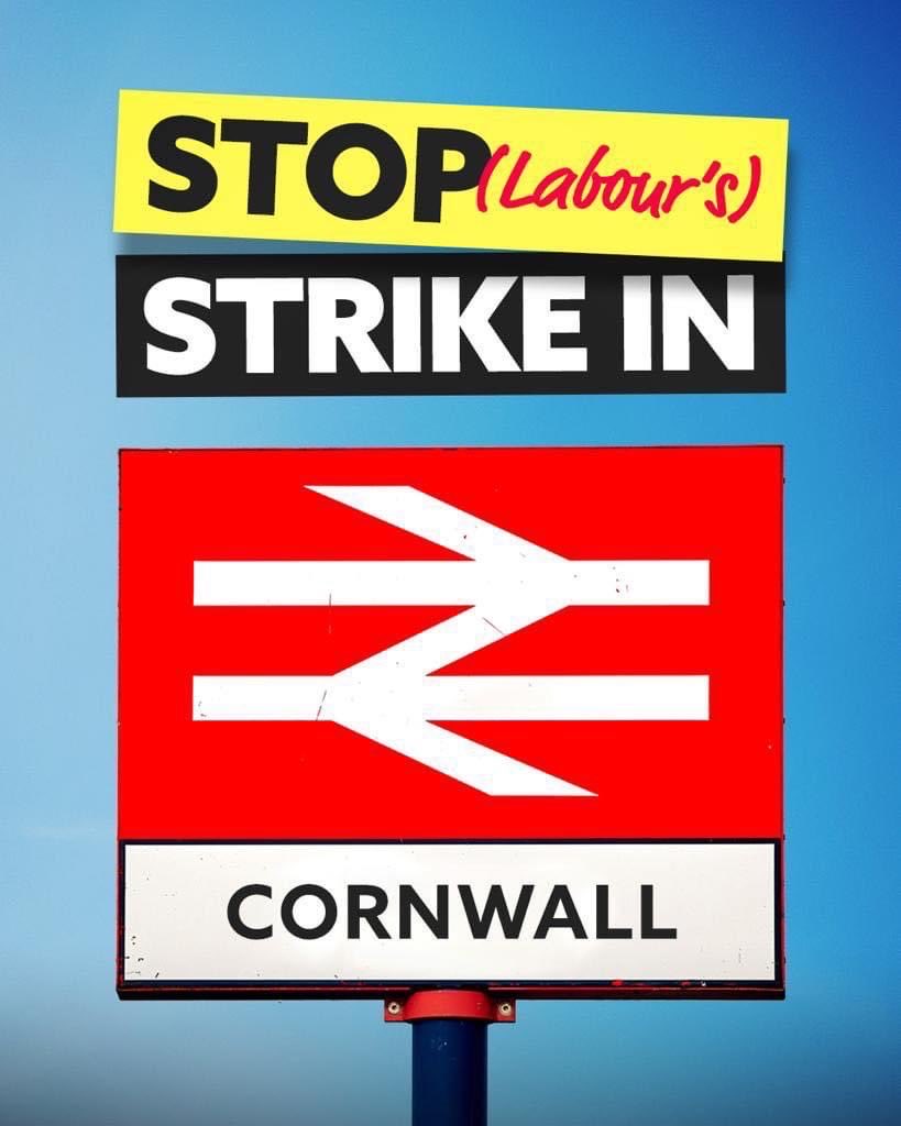 sheryllmurray's tweet photo. Next week there will be train strikes across the country meaning no services in Cornwall on Tuesday, Thursday, and Saturday. These strikes are supported by the Labour Party, despite the disruption and misery they will bring for many. 

Read more here: https://t.co/HEpFoLtOPA https://t.co/WNhJNHl9hH