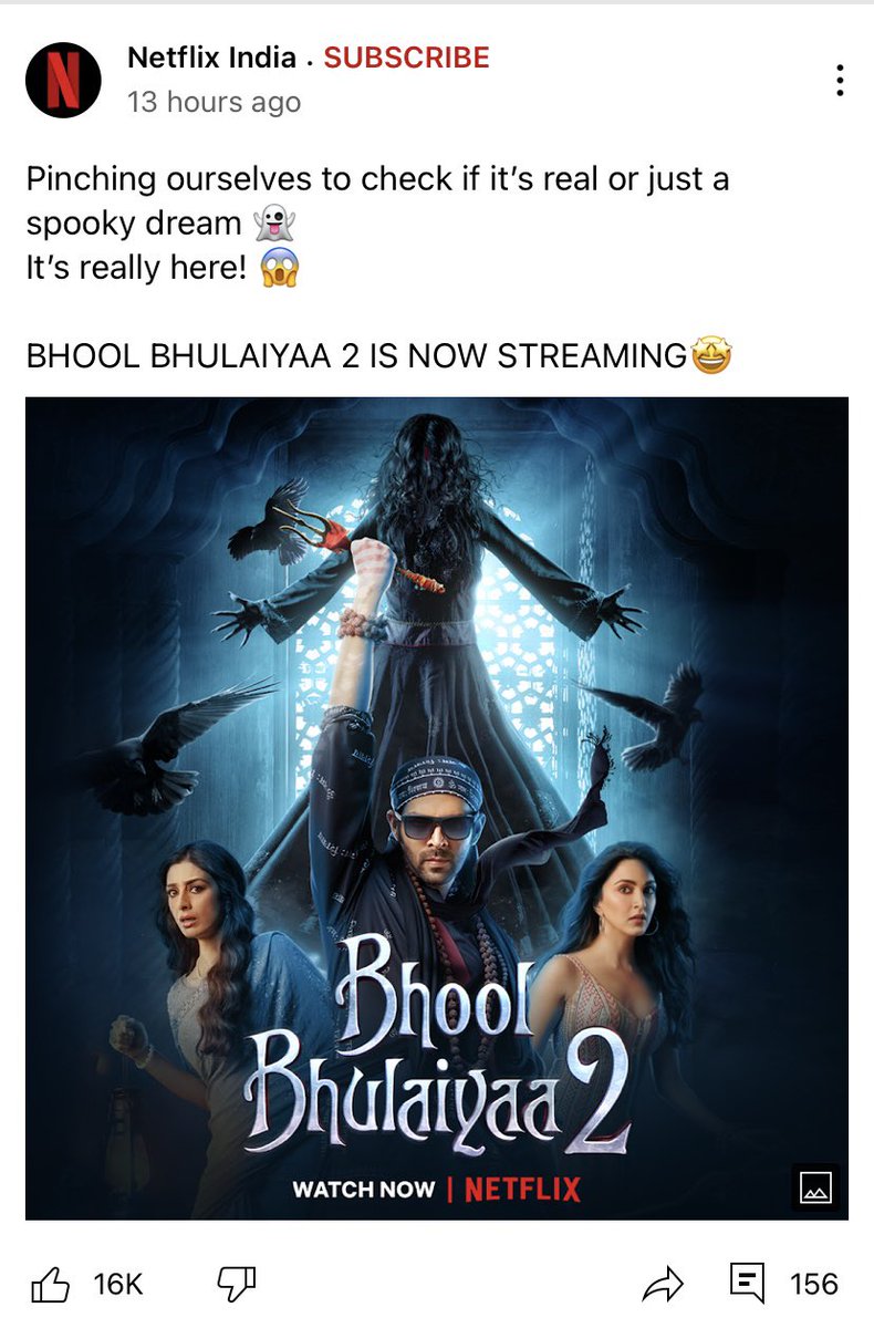 tweetsofharmeet's tweet photo. When you’re excited for Every Bollywood movie’s Netflix release but not for #BhoolBhulaiyaa2 because you’ve already seen it😒 What about my weekend plans now?!🙈 @TheAaryanKartik https://t.co/Im3P5e0lux