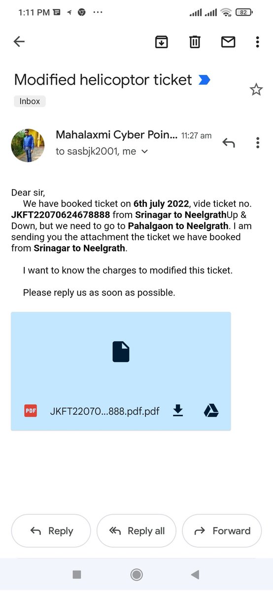 BhindeVikash's tweet image. @ShriSasb We have wrongly booked helicopter service from SRINAGAR - NEELGANTH up and down ticket on 6th july by paying 46800/- but its just not possible for us to go and back in same day.. If possible dn plz modify our ticket on next date..