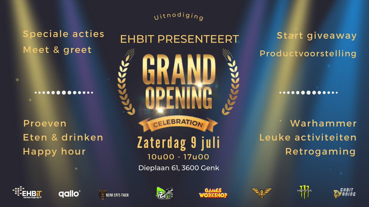 EhbitGaming's tweet photo. 🥳zaterdag 9/7/22 is het feest 🥳
Iedereen welkom, kom jij met ons mee feesten? Reserveer hier je plek ➡ https://t.co/KL5nngCHW4
#ehbitgaming #Qallo #forthewings #izi69 #BearEatsTiger #gamesworkshop https://t.co/plEenULfyi