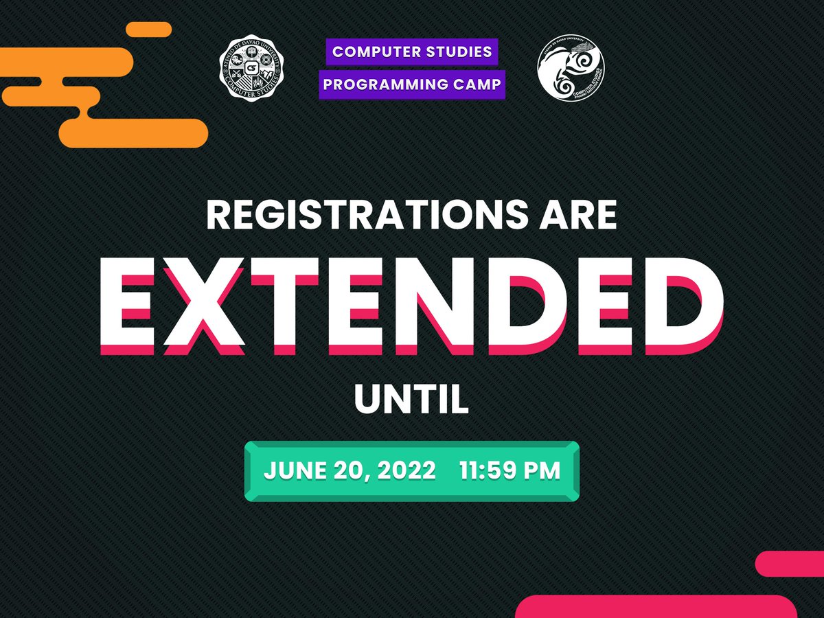 addu_cs's tweet photo. "Te, pa extend 1 day sa unit 20"🖥

Still need time to decide if you want to join or not🤔? Good news as the deadline for the Programming Camp has been extended until June 20, 2022🗓. The world is telling you to register now at https://t.co/zbI2jYlsW9.

#ProgramtheFuture👨‍💻 https://t.co/D4PuXwddyg