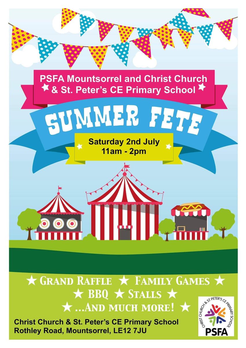 MountsorrelCSF's tweet photo. We have a stand at Mountsorrel Primary School's summer fete this Saturday. Come see us to find out how we can help you. https://t.co/mfbR1iZNp2