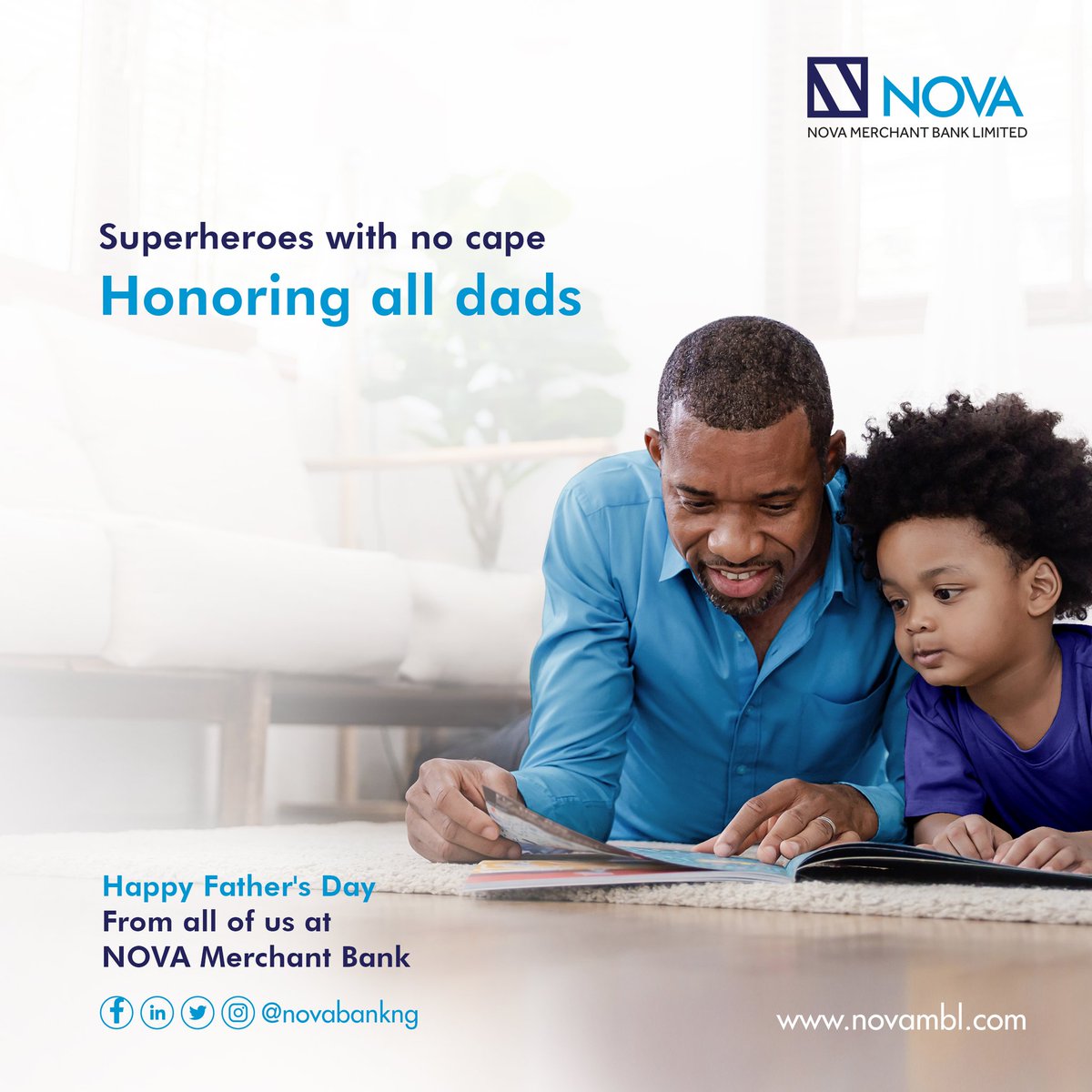 novabankng's tweet photo. Happy Father's Day from all of us at NOVA Merchant Bank.
#novamerchantbank
#FathersDay2022 #HappyFathersDay2022 #HappyFathersDay #FathersDay #fathersdaycreative https://t.co/9bHhiqUklF