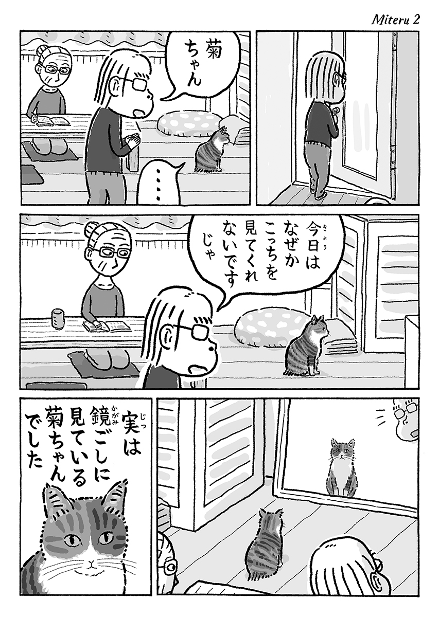 2ページ猫漫画「おじいさんウォッチング」 