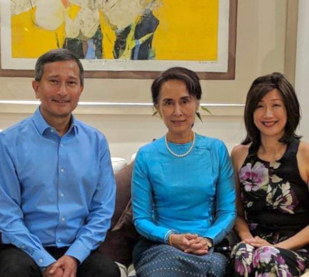 #Singapore foreign minister had deleted initial birthday greeting tweet for #Myanmar #AungSanSuuKyi &amp; replaced with current 1. She has been detained since Feb 1, 2021 #militarycoup. #Military continues to ban any meeting with her👇🏽 rfa.org/english/news/m… #WhatsHappeningInMyanmar