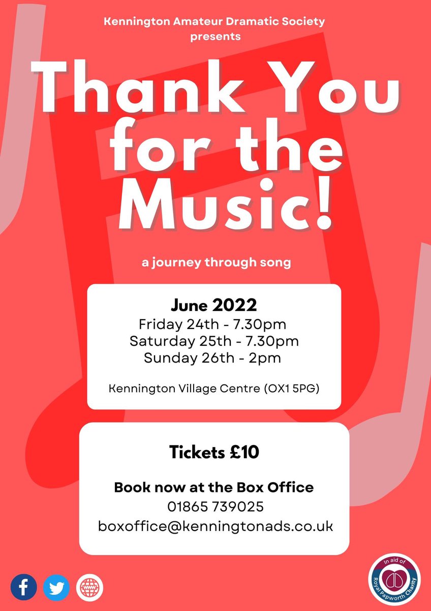 kenningtonads's tweet photo. Not long to go to Thank You for the Music! Supporting @papworthcharity - please come along - tickets £10 https://t.co/vjKqnCzNYs #Oxfordshire https://t.co/33YMlaI8jU