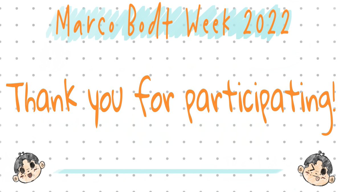 #MarcoBodtWeek2022 is now over but don't worry we'll still share late works! 
Thank you to everyone who participated in this week 🧡