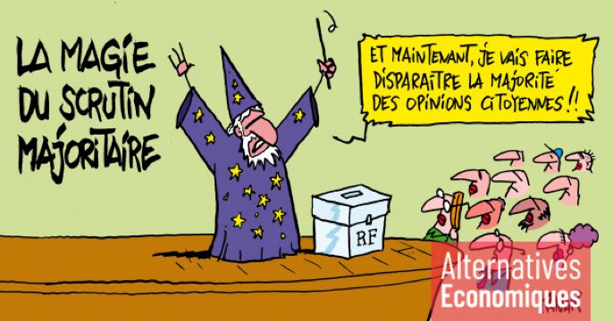 La magie peu démocratique du scrutin majoritaire, via <a href="/AlterEco_/">Alternatives Economiques</a> 🪄