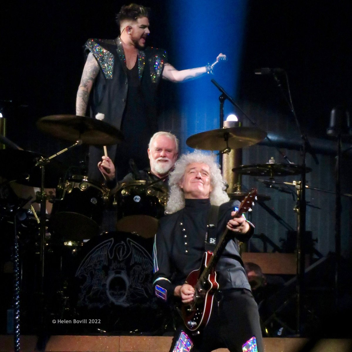 For my final (for now 😉) Queen + Adam photos I thought I'd celebrate the other musicians sharing the stage with the main 3 chaps. So folks, I give you Tyler Warren, Neil Fairclough &amp; Spike Edney. Great musicians all of 'em! 
And of course a quick pic of the "main 3"! 
O2 18 June