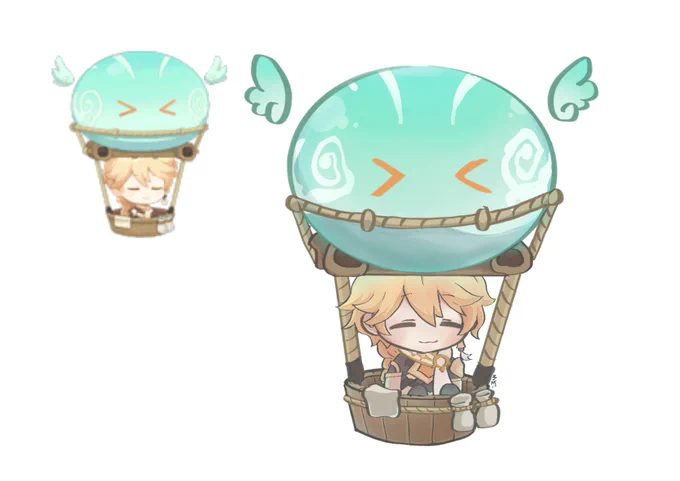 #リプきた原神のスタンプを自分の絵柄で描く 
꒰ '͈ω`͈꒱ 