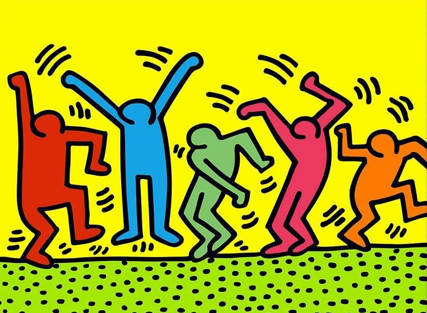 MaguetPascal's tweet image. Look I love Keith Haring as much as the next guy but are we ever going to sit down and have a serious talk about how he ripped off his entire art style from Public Health England's Change4Life campaign? 🤔