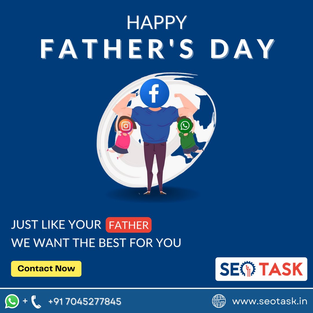 seotask_'s tweet photo. Wishing a Happy Father’s Day to Fathers and Grandfathers across the World Today!

👉 Contact now!
--------------------------------------
☎️ Call/WhatsApp/ +91 7045277845

🌐 Site: https://t.co/5A55DGVY3c

📧 Email: info@seotask.in

#HappyFathersDay  #fathersday #farhersday https://t.co/drO2W5THXF