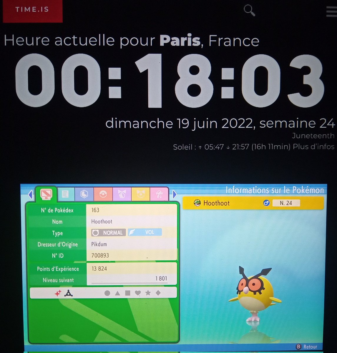 PoisseuxT's tweet photo. Il a décidé de s'imposer lors de cette V6 je parle évidement de @PikdumSh qui trouve un sublime Hoothoot au safari en 2,695 rencontres 1 jours après son précédent chromatique ! https://t.co/wGYSaw0PlM