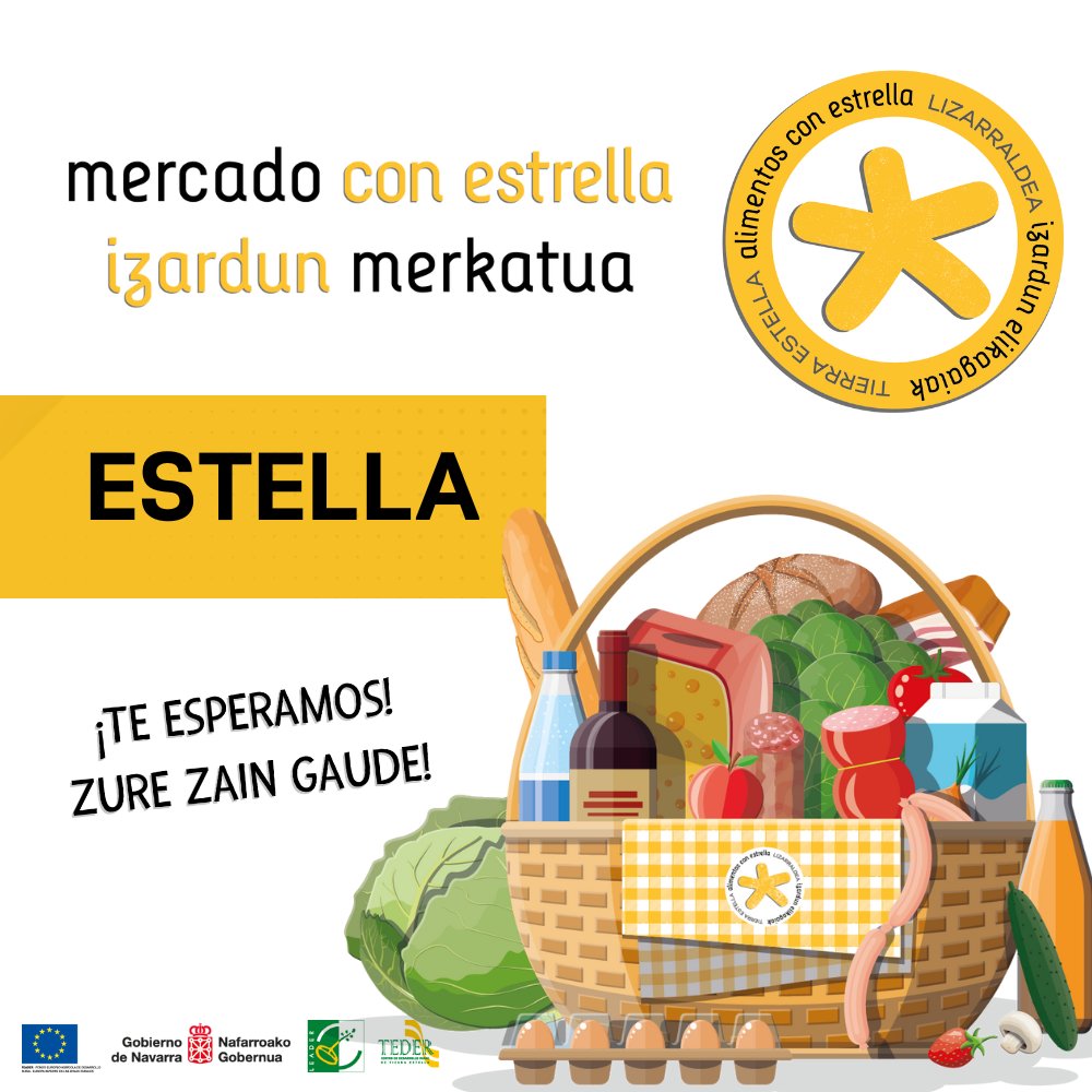 AConestrella's tweet photo. Y hoy... ¡Último #MercadoconEstrella #IzardunMerkatua antes del verano!
Os esperamos en Estella - Lizarra (Plz Fueros)
Más info: https://t.co/FudQUrXyDU
⭐️ #AlimentosconEstrella #IzardunElikagaiak⭐️
Descúbrelos, disfrútalos / Ezagutu, gozatu
#TierraEstella #Lizarraldea #mercado https://t.co/4530yCOFwK
