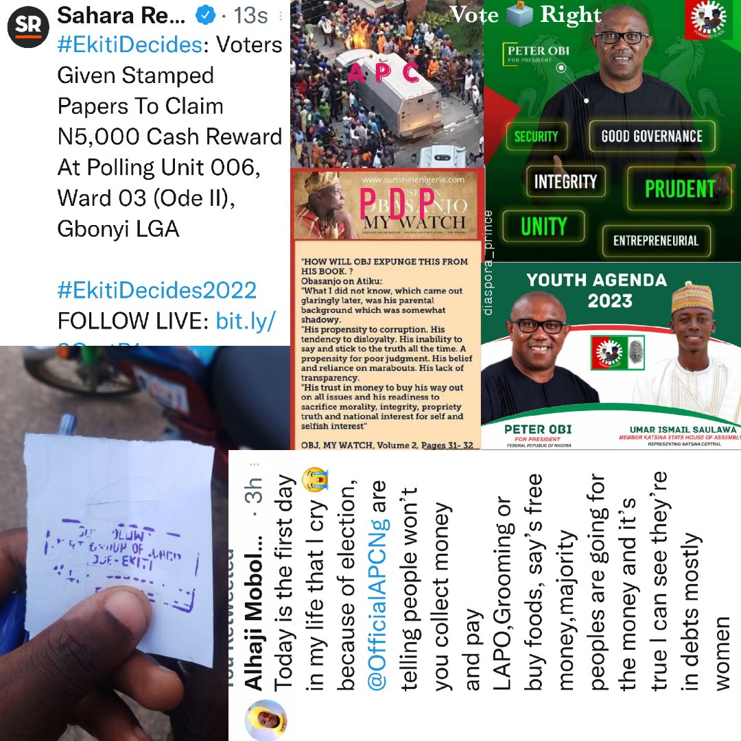 diaspora_prince's tweet image. @OfficialPDPNig with their structure lost in the #EkitiVoteMarket2022 

In 2023 APC/PDP will experience #PVCrevolution and Nigerian Youths will prevent any form of vote buying booth by booth.

#NigeriaYouthStructure will prevail in 2023!

#PeterObi will WIN!