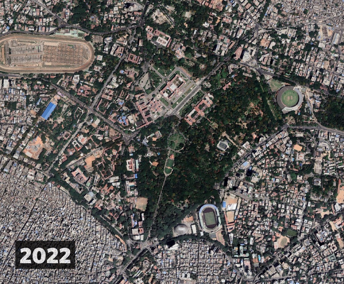mdmadhusudan's tweet photo. How do you think Bangalore’s prized green space, Cubbon Park, looked sixty years ago? Would you guess, it had more—or less—tree cover? https://t.co/mtN8xvIdVi