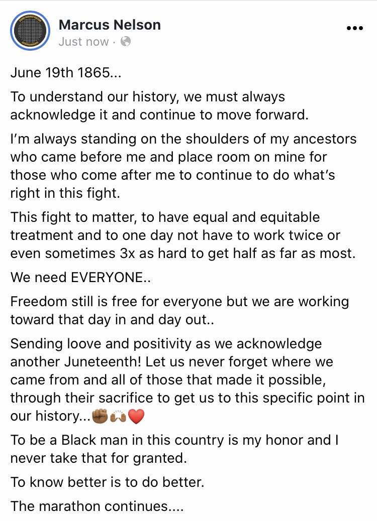 MarcusMnelson's tweet photo. To know better is to do better... We will never be better unless we do it together..
 
Freedom still isn’t * free for everyone.
#juneteenth
#MyBlackisGoodEnough
#JuneTeenth22 https://t.co/tpjNKMftSE