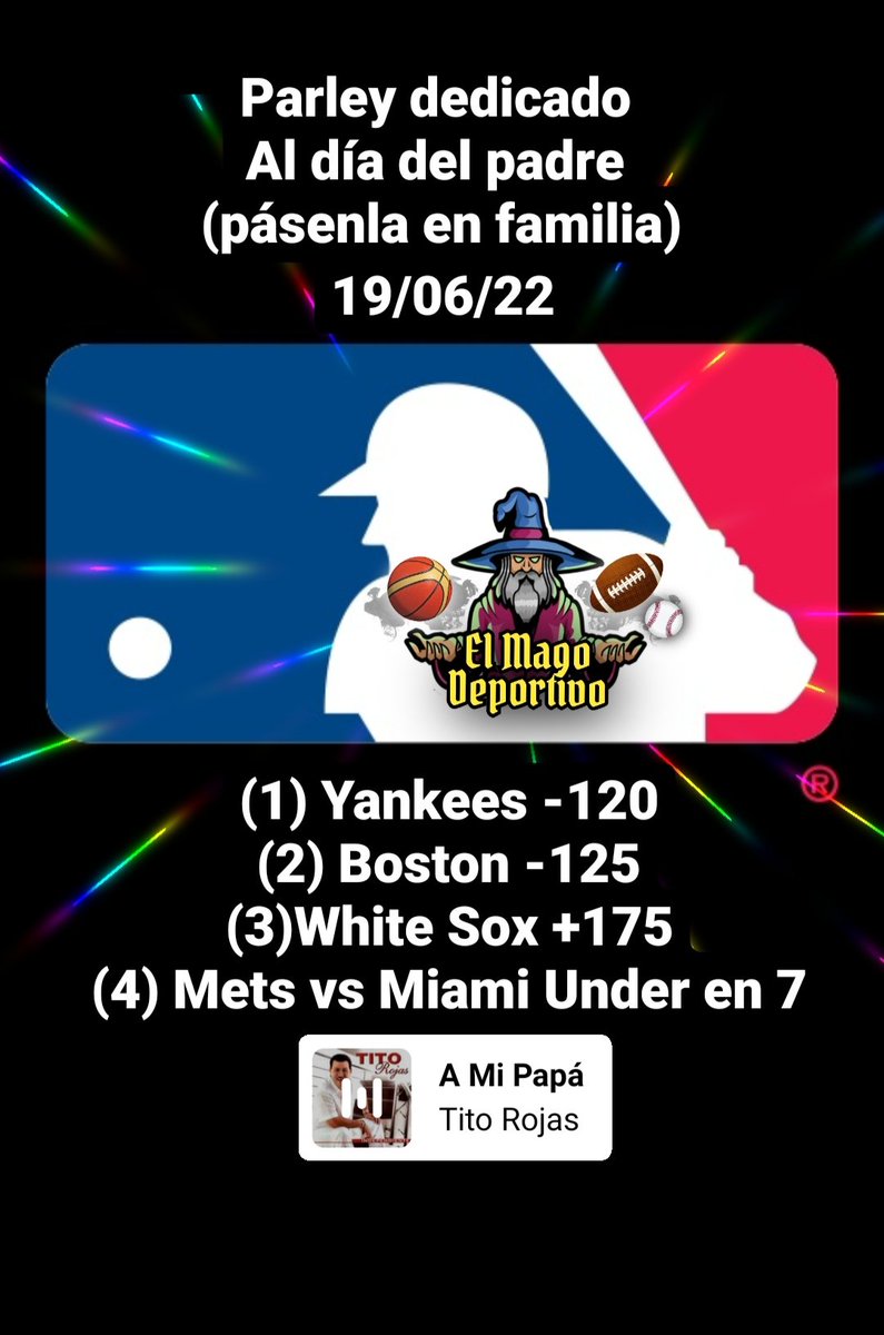 ElMagoDeportivo's tweet photo. #DiaDelPadre #parleygratis #FelizDiaDelPadre #mlb #freedpick #LaRinconada #parleyvenezuela ##apues https://t.co/CCTtUl2JeI