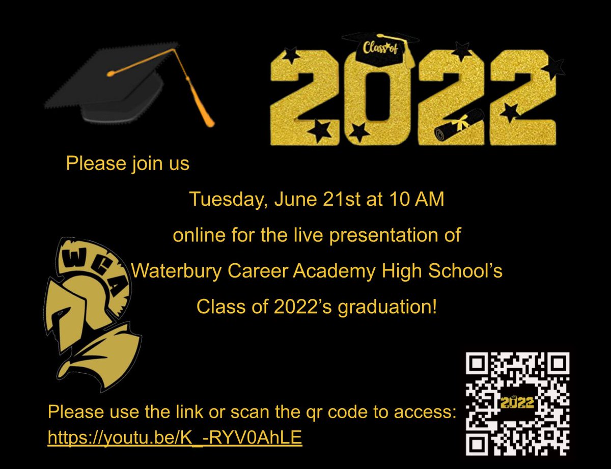 Please join us for Waterbury Career Academy's graduation live stream.