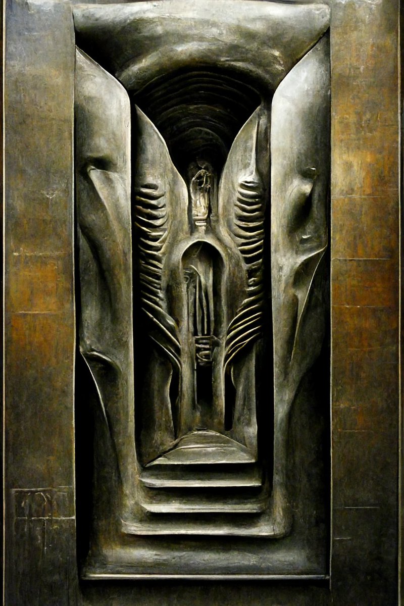 Once I find the aesthetic I was looking for, in that case q mix of art deco and Giger's biomechanical look  it is fun to do some derivatives. Imagine a hotel orc a museum made of those?? 
