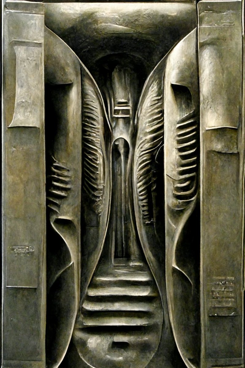 Once I find the aesthetic I was looking for, in that case q mix of art deco and Giger's biomechanical look  it is fun to do some derivatives. Imagine a hotel orc a museum made of those?? 