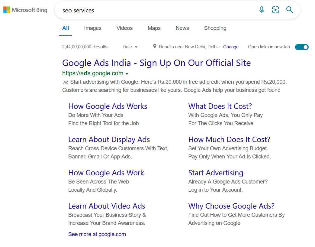 seoanubhavgarg's tweet photo. What does https://t.co/msfixySrTM doing on the "SEO Services" search term? Is this relevant? @bing https://t.co/op1xKiD9Mp
