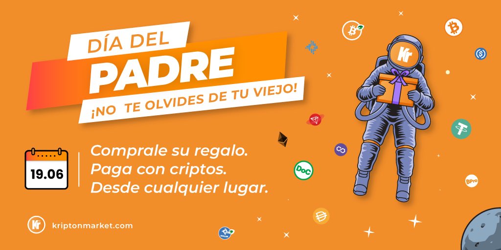kripton_la's tweet photo. Feliz día a todos los padres! 👨🏽

Hoy es el motivo perfecto para realizar un #kriptostore y regalarle a tu viejo aquello que tanto quiere sin importar donde te encuentres 🌎 

#Bitcoin #Kriptonmarket #DoC #USDT #rBTC https://t.co/mvmdpX5EY8