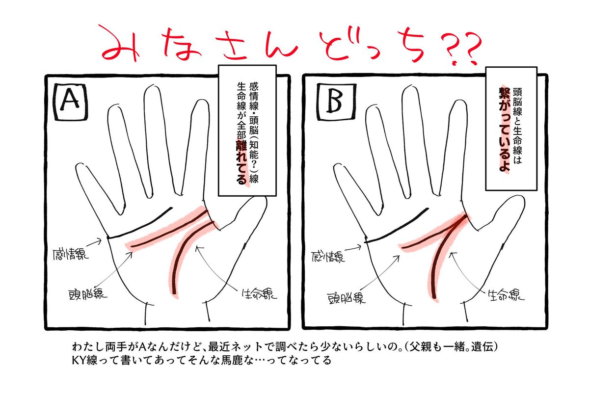 興味で手相アンケートです(下にアンケート繋がります) 