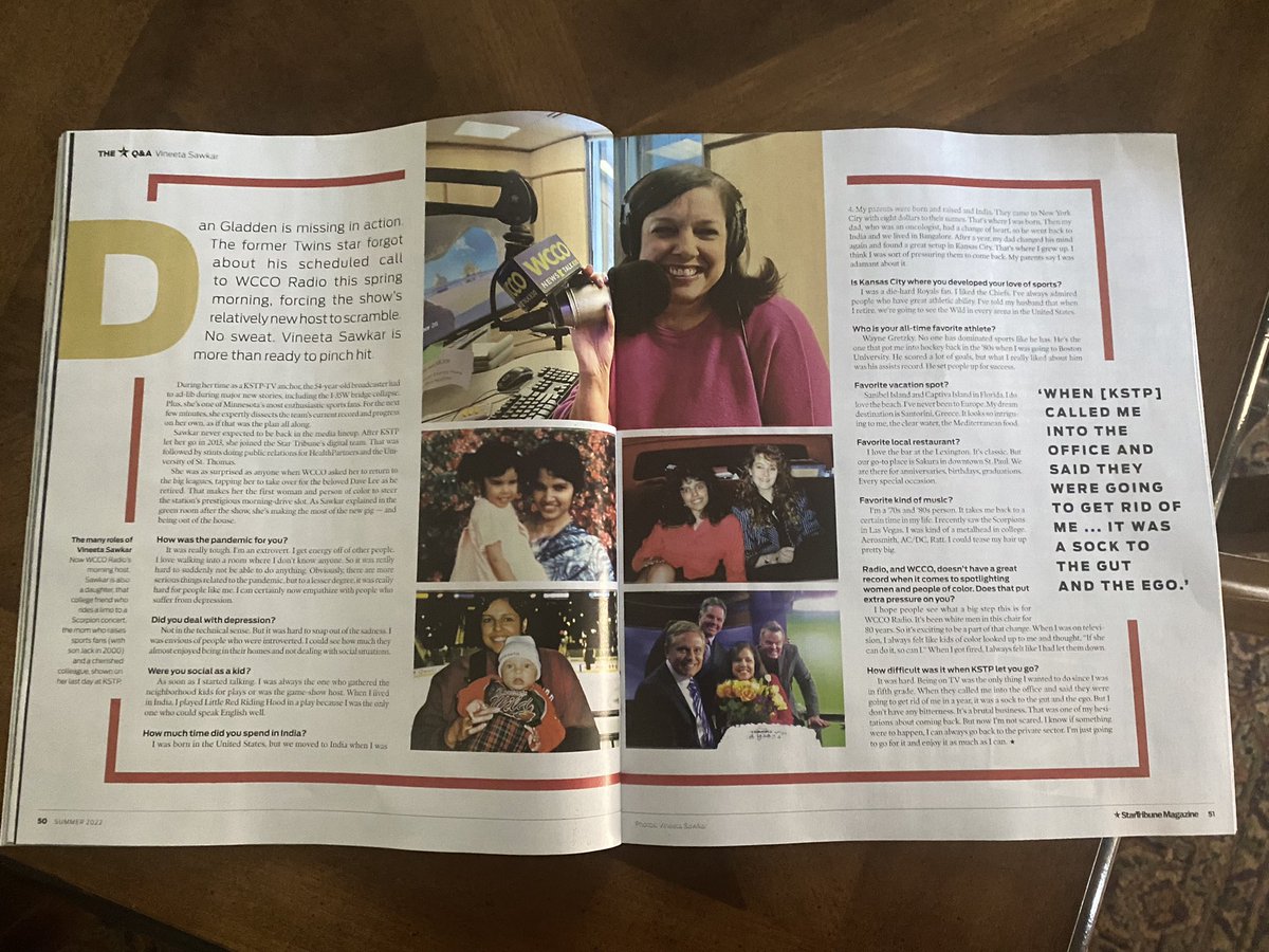 Proud of her! <a href="/vsawkar/">Vineeta Sawkar</a> spotlighted in today’s Star Tribune magazine. Grab a copy and learn about her amazing journey! <a href="/TMNwithVineeta/">The Morning News With Vineeta Sawkar</a>
